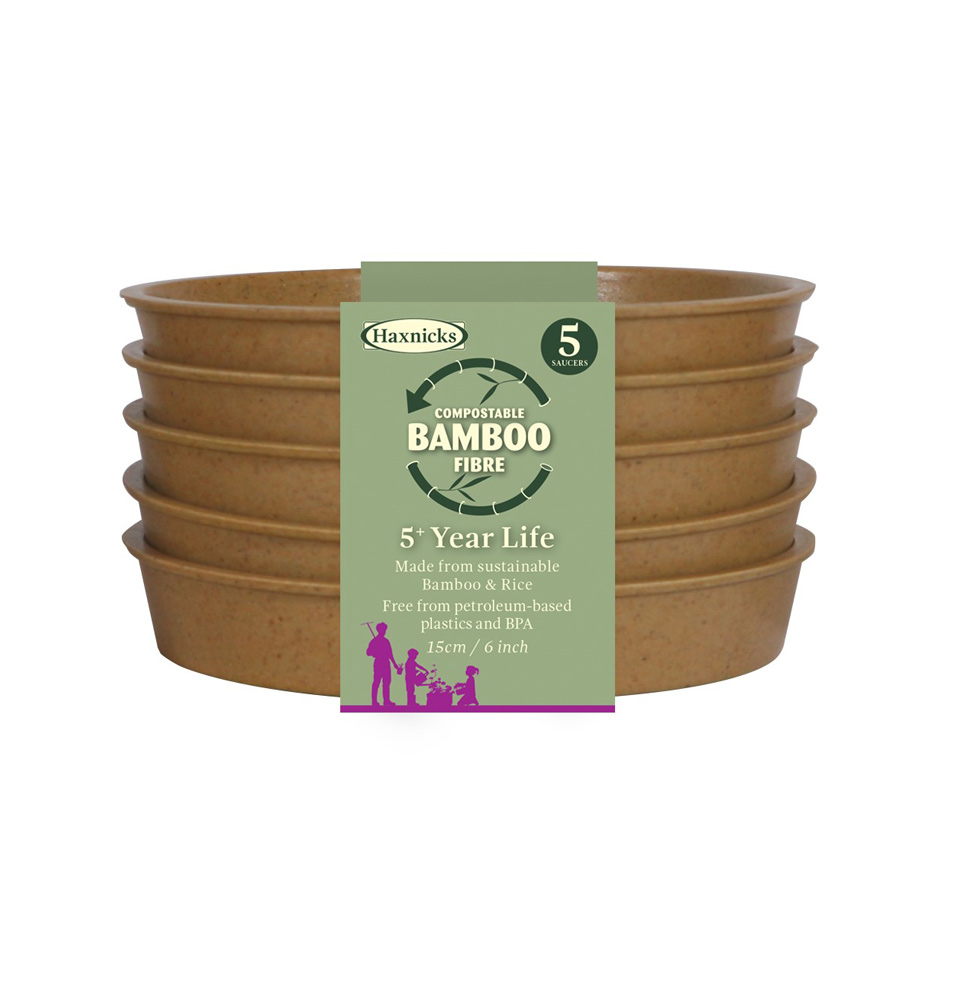 Pack of 5 Haxnicks Compostable Bamboo Plant Pot 6″ Terracotta Red 